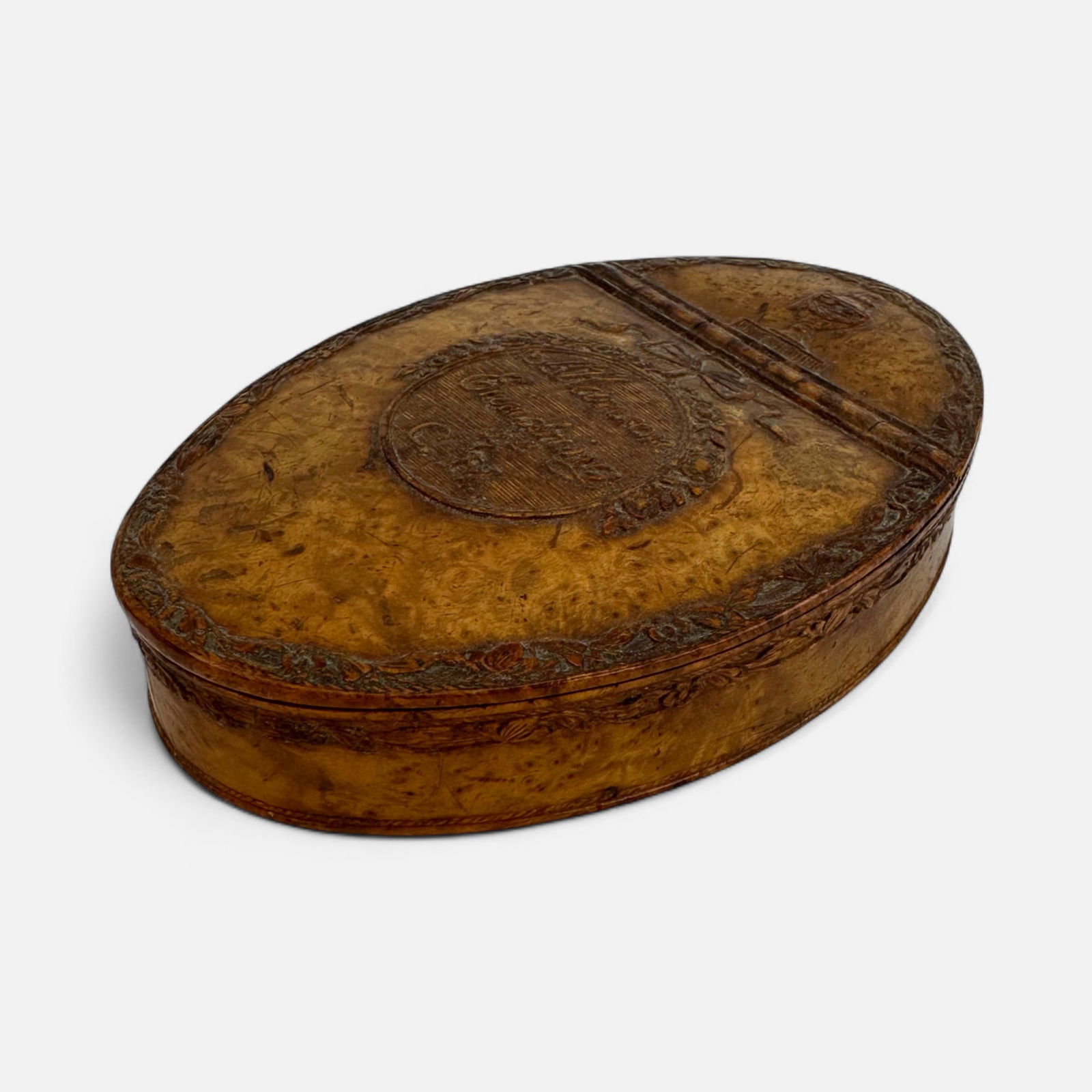 Antique Burl Fruit Wood Snuff Box (1 of 5)