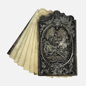 Antique Embossed Sterling Silver & Bone Notebook