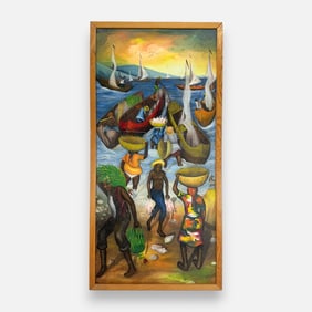 Raymond Duvivier Haitian Oil on Canvas Painting Framed