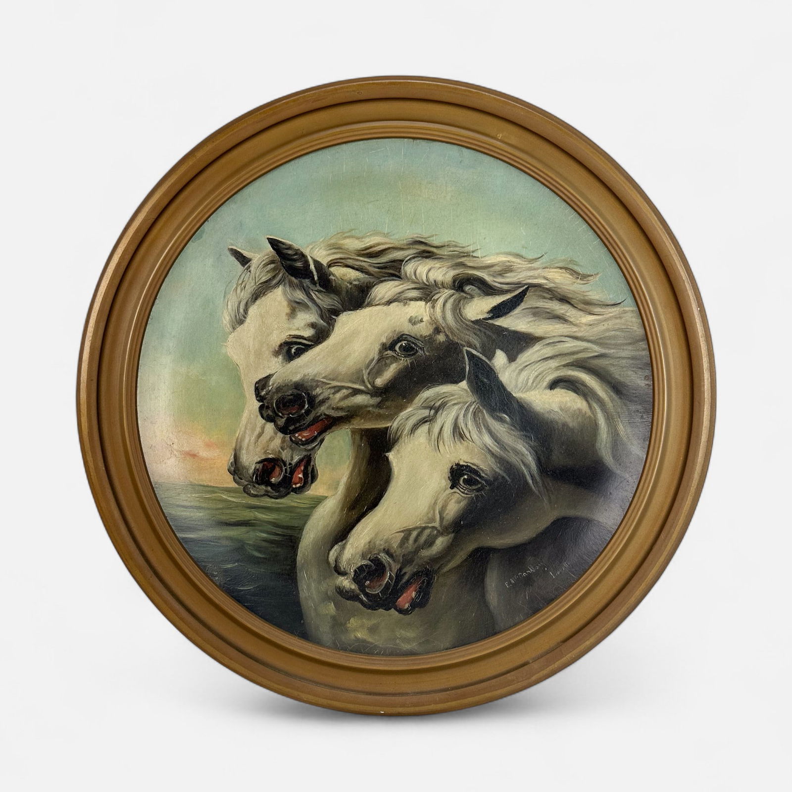 John Frederick Herring Sr. (After) "The Pharoahs Horses" Oil on Board Painting Framed (1 of 8)