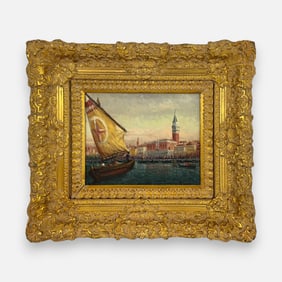 Artist Signed Venetian Grand Canal Scene Painting Framed