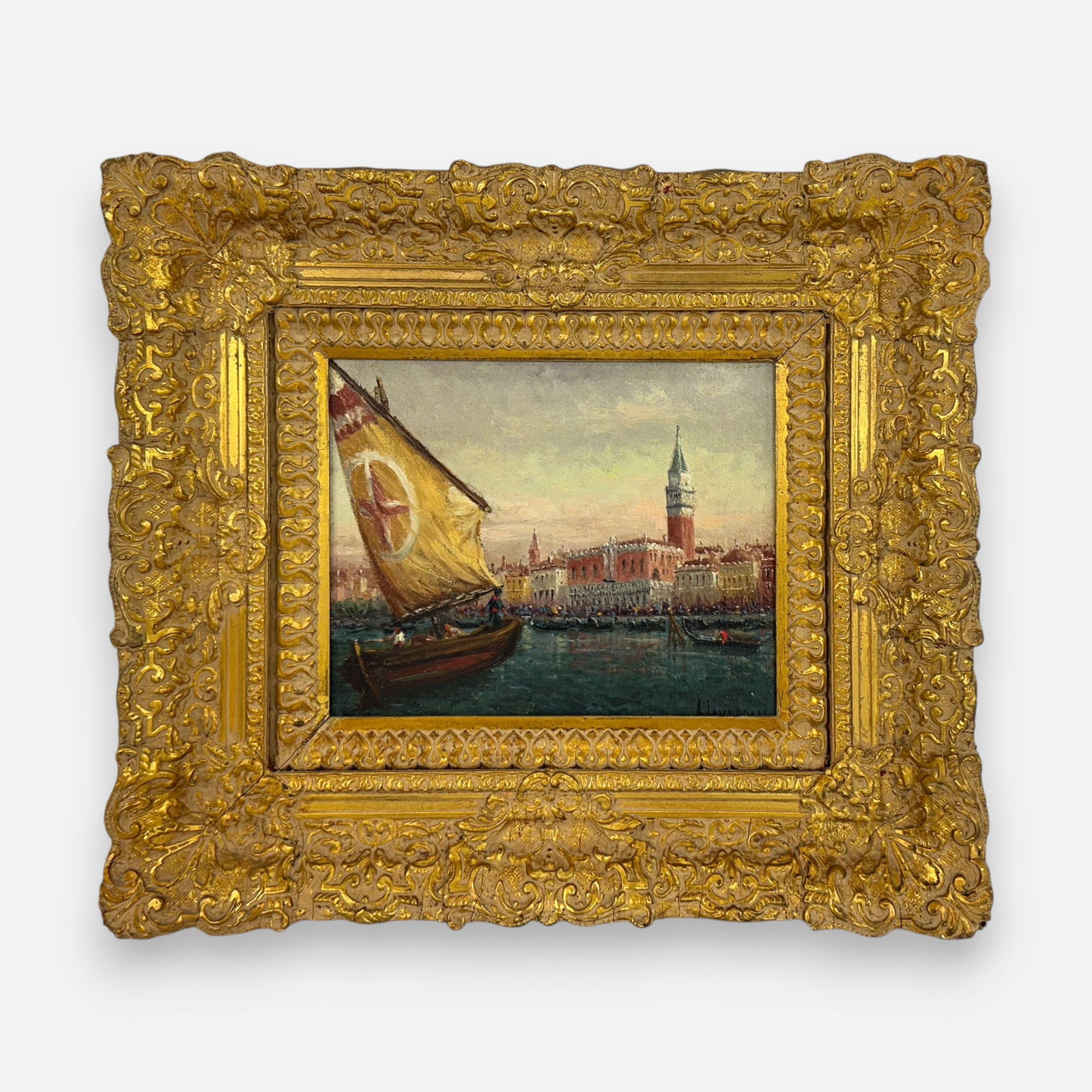 Artist Signed Venetian Grand Canal Scene Painting Framed (1 of 5)