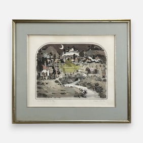 Graham Clarke "Nuits-Saint-Georges" Hand Colored Etching Framed Print