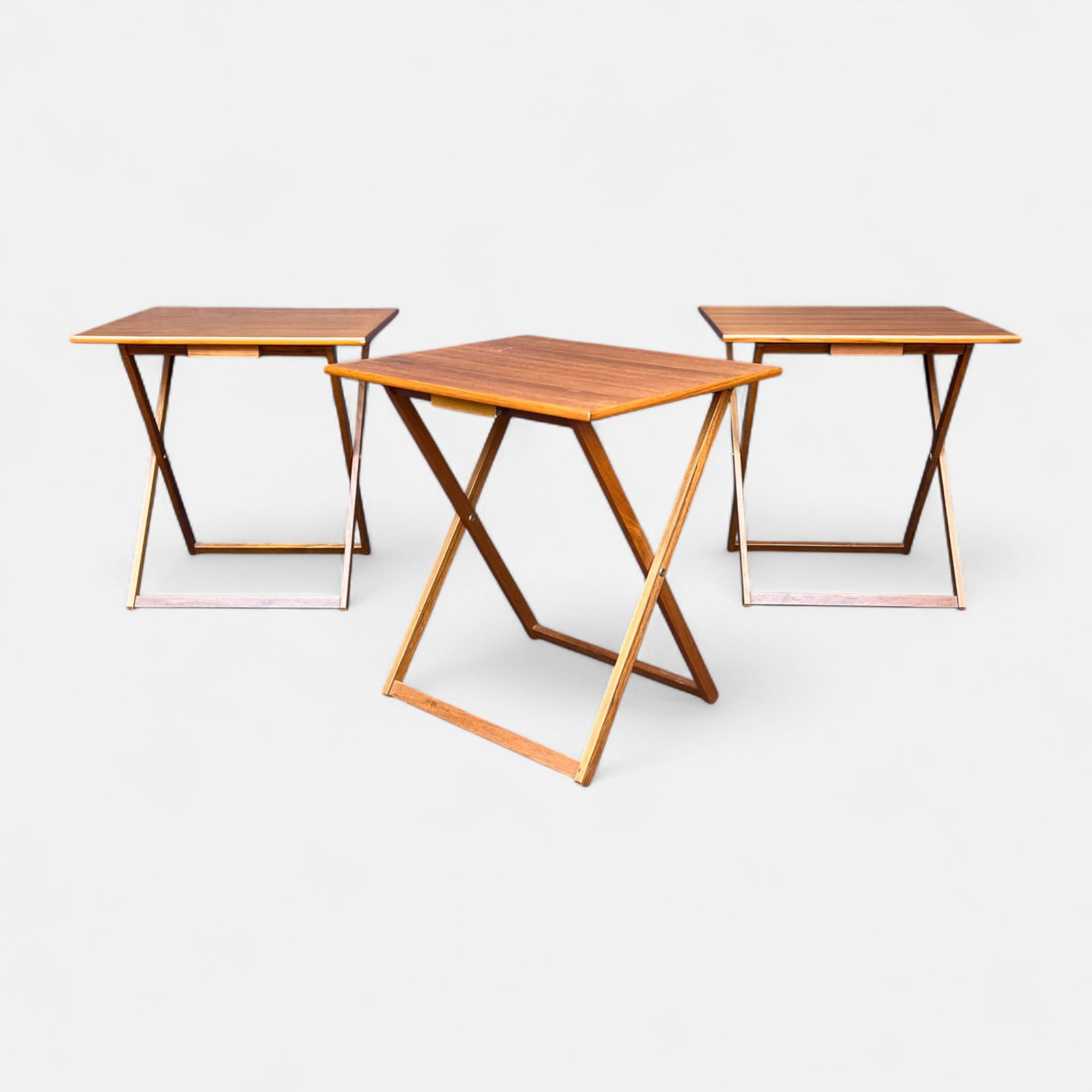 Three BRDR Furbo Danish Modern Teak Folding Tray Tables (1 of 9)
