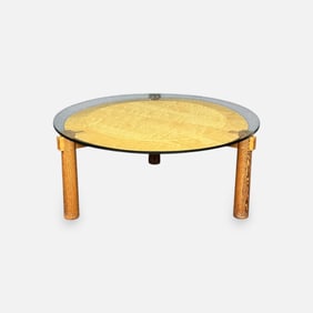 Bench Made 1970s Maple and Glass Round Constructivist Coffee Table