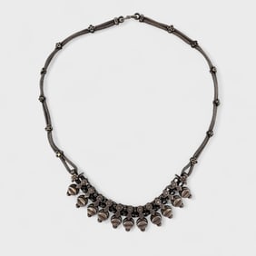 Old Rahjasthan Indian Silver Necklace Signed RA Thick and Heavy Woven Snake Chain