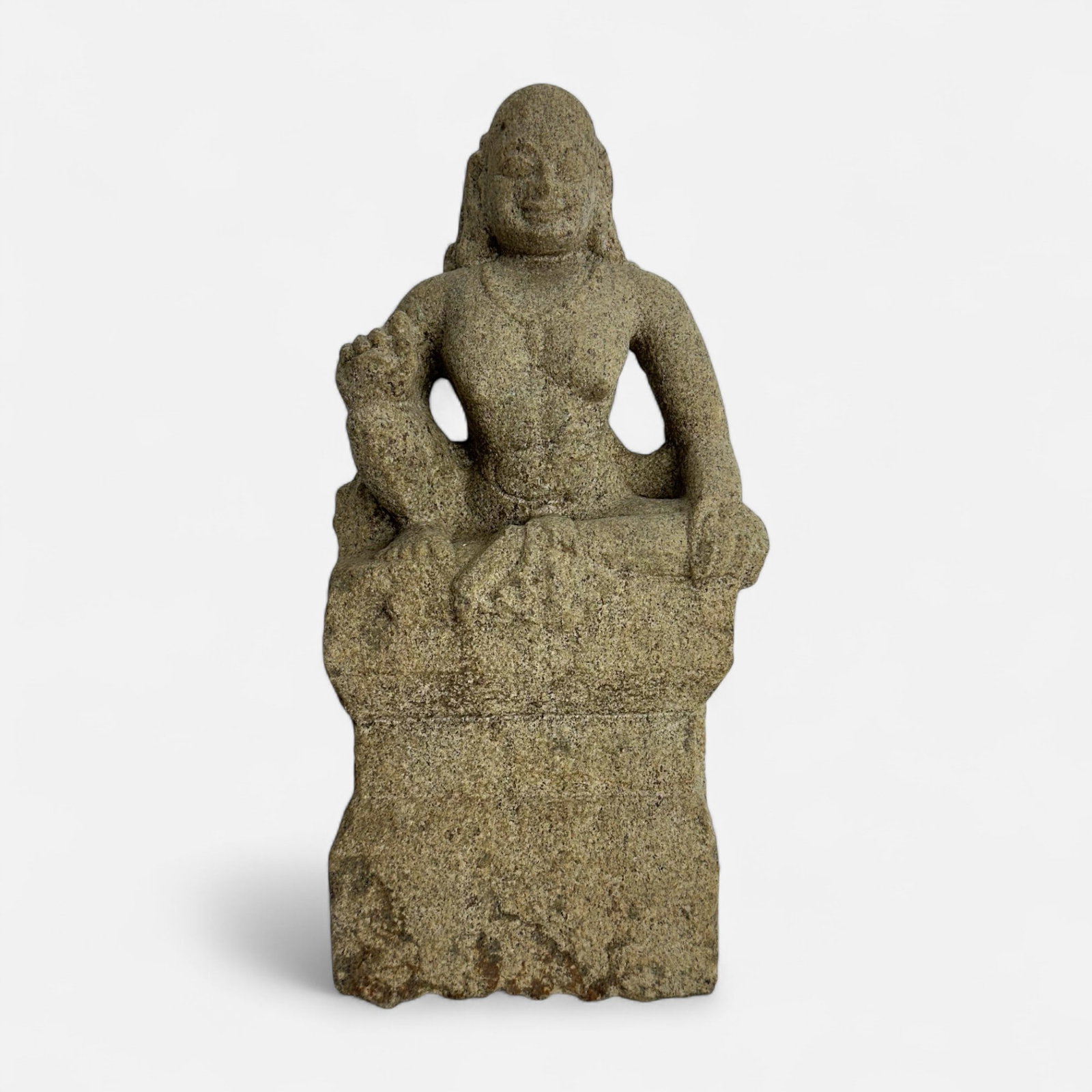 Antique Ancient Carved Grey Granite Figure from India: Good age-appropriate condition with shown surface wear and discoloration. IMPORTANT: Pickups and shipping for this auction will not begin until after Labor Day. Pickup appointments will be available s