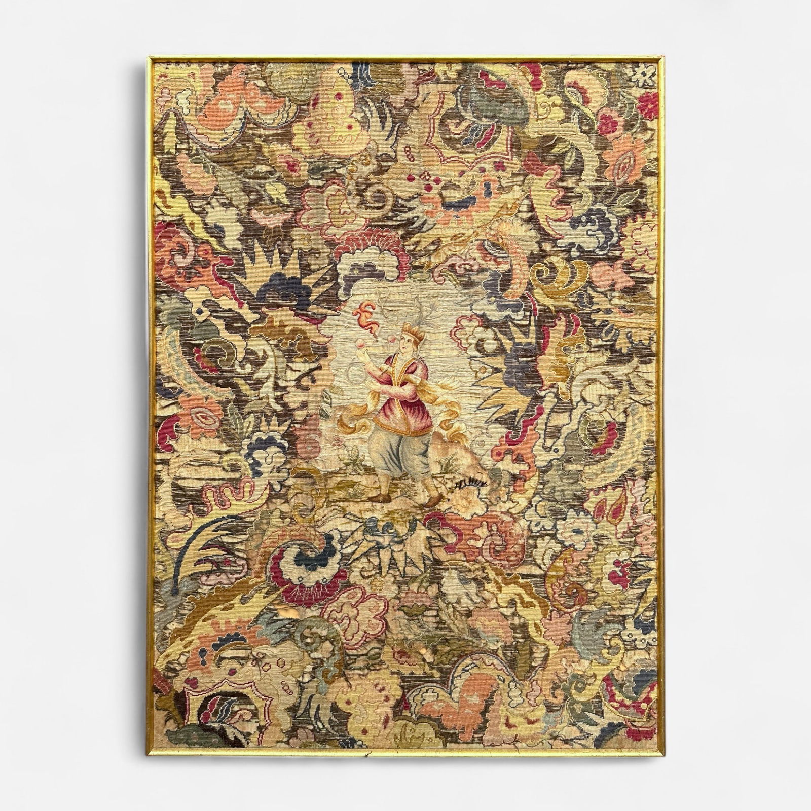 Antique French Style Needlework & Petit Point Tapestry Framed Textile (1 of 6)