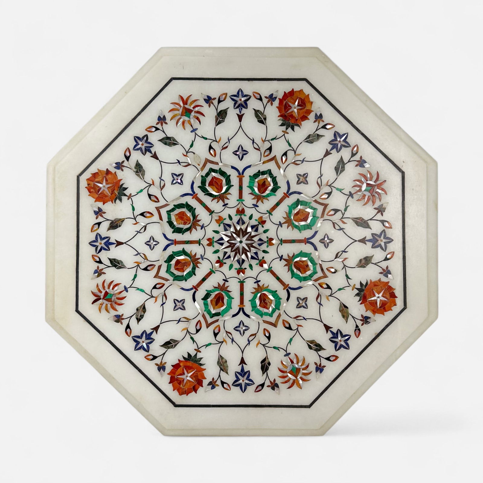 Indian White Marble Inlaid Pietra Dura Table Top (1 of 8)