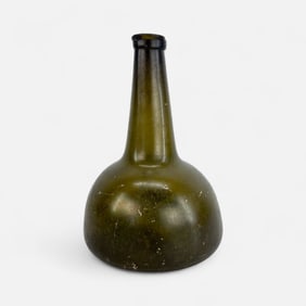 Antique 18thC Blown Green Glass Onion Shipwreck Bottle