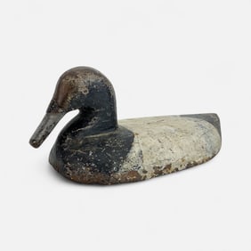 Antique Painted Cast Iron Wood Duck Boat Sink Decoy
