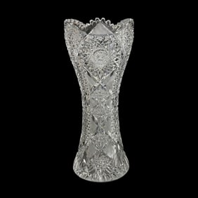 Antique Pitkin & Brooks American Brilliant Cut Glass Corset Vase