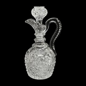 Antique American Brilliant Cut Glass Decanter Grecian Pattern Hawkes