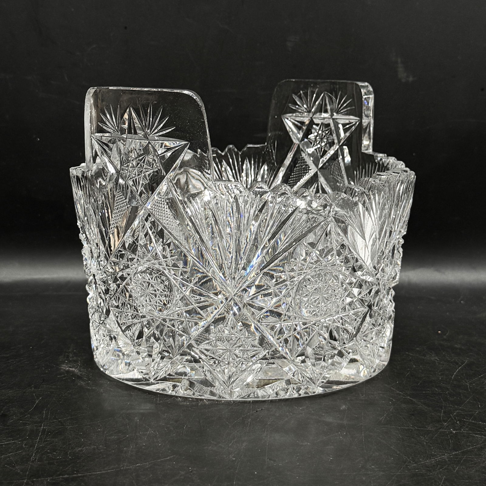 Antique Palermo American Brilliant Cut Glass Handled Ice Bucket Hobstars & Fans (1 of 5)