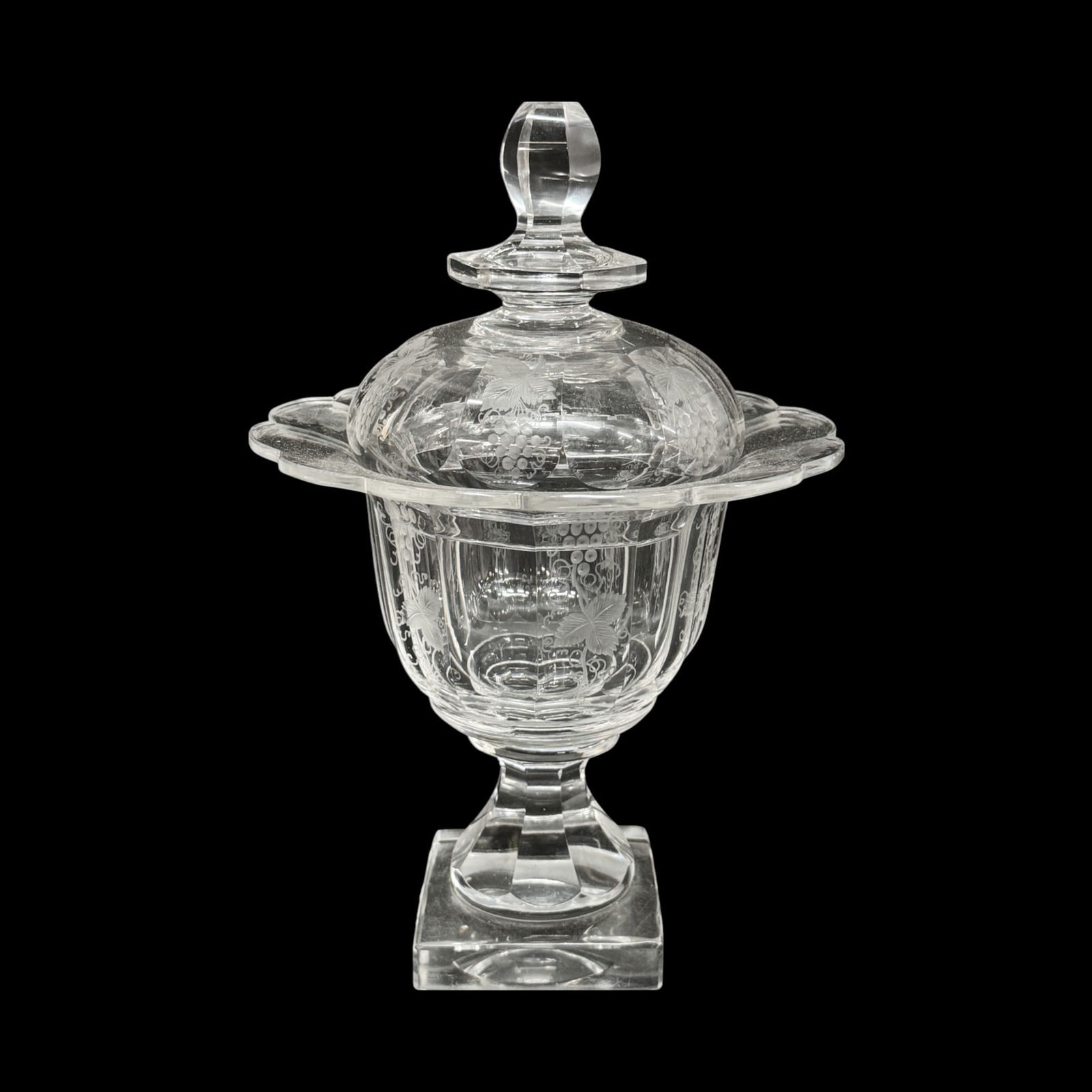 Antique Crystal Cut & Etched Glass Lidded Sweetmeat Urn (1 of 9)
