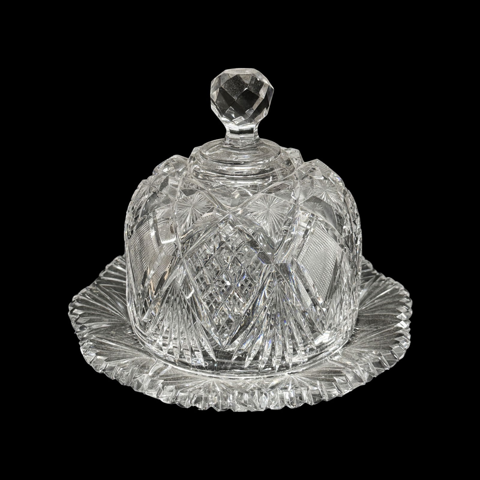 Antique Libbey American Brilliant Cut Glass Harvard Cheese Dish (1 of 5)