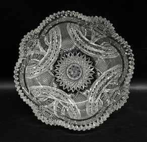 Antique American Brilliant Large Cut Glass Bowl