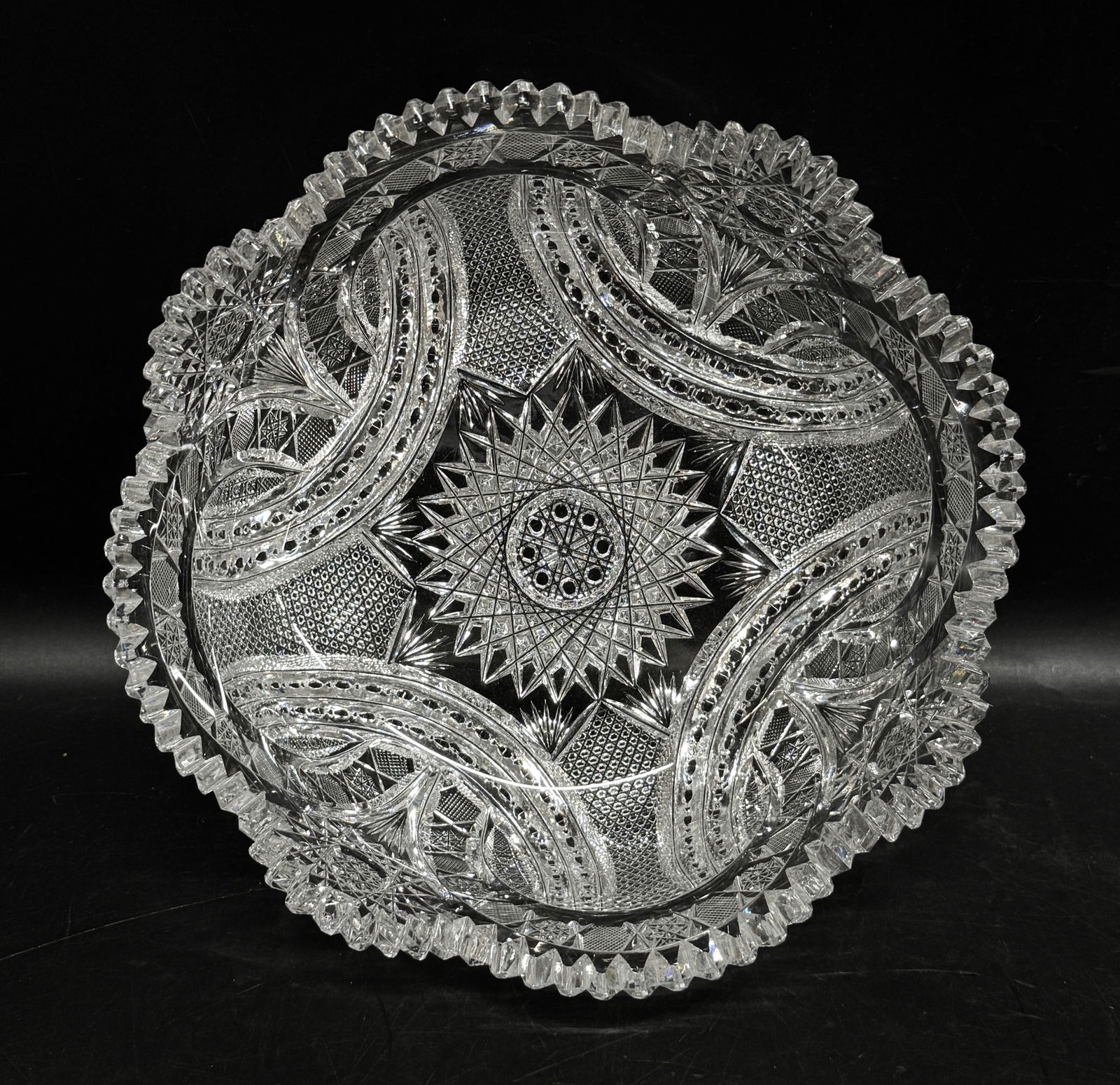 Antique American Brilliant Large Cut Glass Bowl (1 of 6)