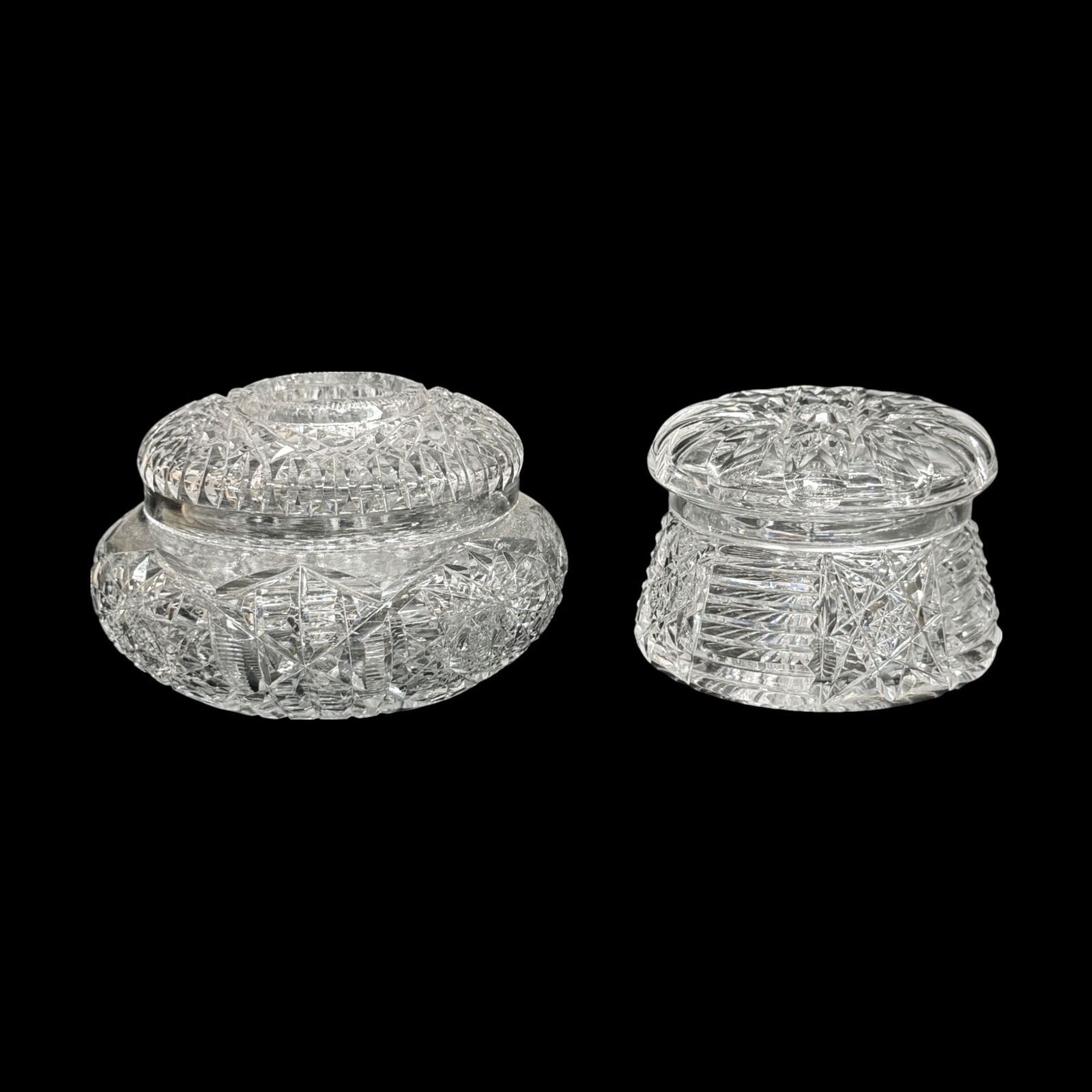 Two Antique American Brilliant Cut Glass Lidded Dresser Jars (1 of 8)