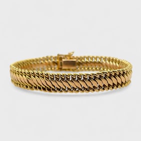 Fine 14K Solid Yellow Gold Braided Mesh Bracelet