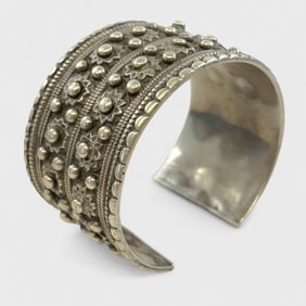 Genuine Early 20th C. Tribal Silver Cuff Bracelet From North India