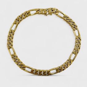 Fine 18K Yellow Gold Classic Figaro Link Bracelet