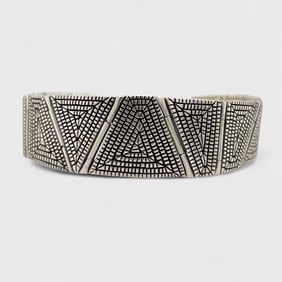 Sterling Silver Modernist Hinge Link Bracelet Signed El Tom