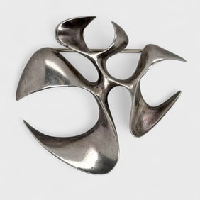 Sterling Silver Modernist Brooch Pin Signed Olaf Skoogfors