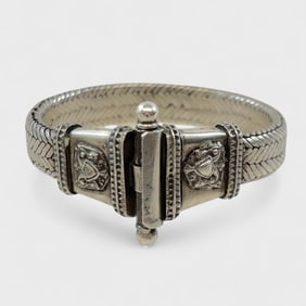 Vintage Silver Snake Link Tribal Bracelet From India