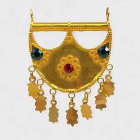Fine 21K Handmade Ethnic Tribal Gemstone Pendant From India