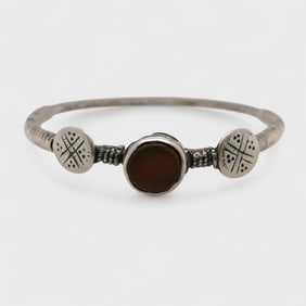 Antique Oversized Turkmen & Carnelian Currency Bracelet