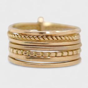 Fine 14K Yellow Gold Stacked Ring Size 8