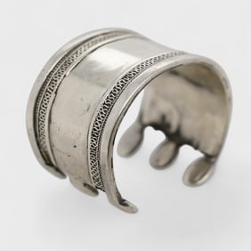 Vintage Turkmen Solid Silver Cuff Bracelet