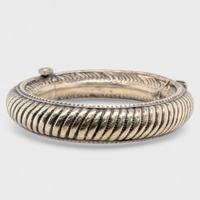 Vintage Tribal Hollow Cast Round Hinged Closed Bracelet