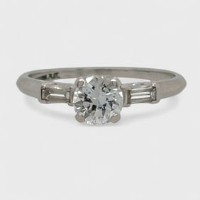 Fine Platinum 5 mm Diamond Engagement Ring Size 5.5