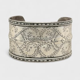 Vintage North African Silver Cuff Bracelet