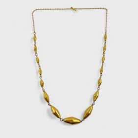 Fine Egyptian 18K Yellow Gold Hollow Cast Graduated Link Necklace