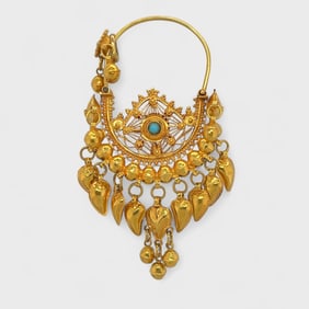 Fine 22K Yellow Gold w/ Simulated Turquoise Pendant