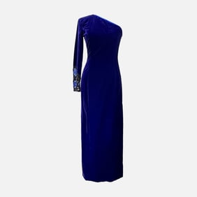 Vintage Escada Couture Velvet Sequin One Sleeve Dress
