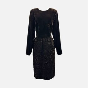 Vintage Oscar de la Renta Dark Brown Velvet Dress