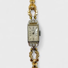 14K White Gold & Diamond Universal Geneve Ladies Wristwatch w/18K Yellow Gold Band