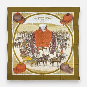Vintage Hermes "On Epsom Downs" 90cm Silk Scarf