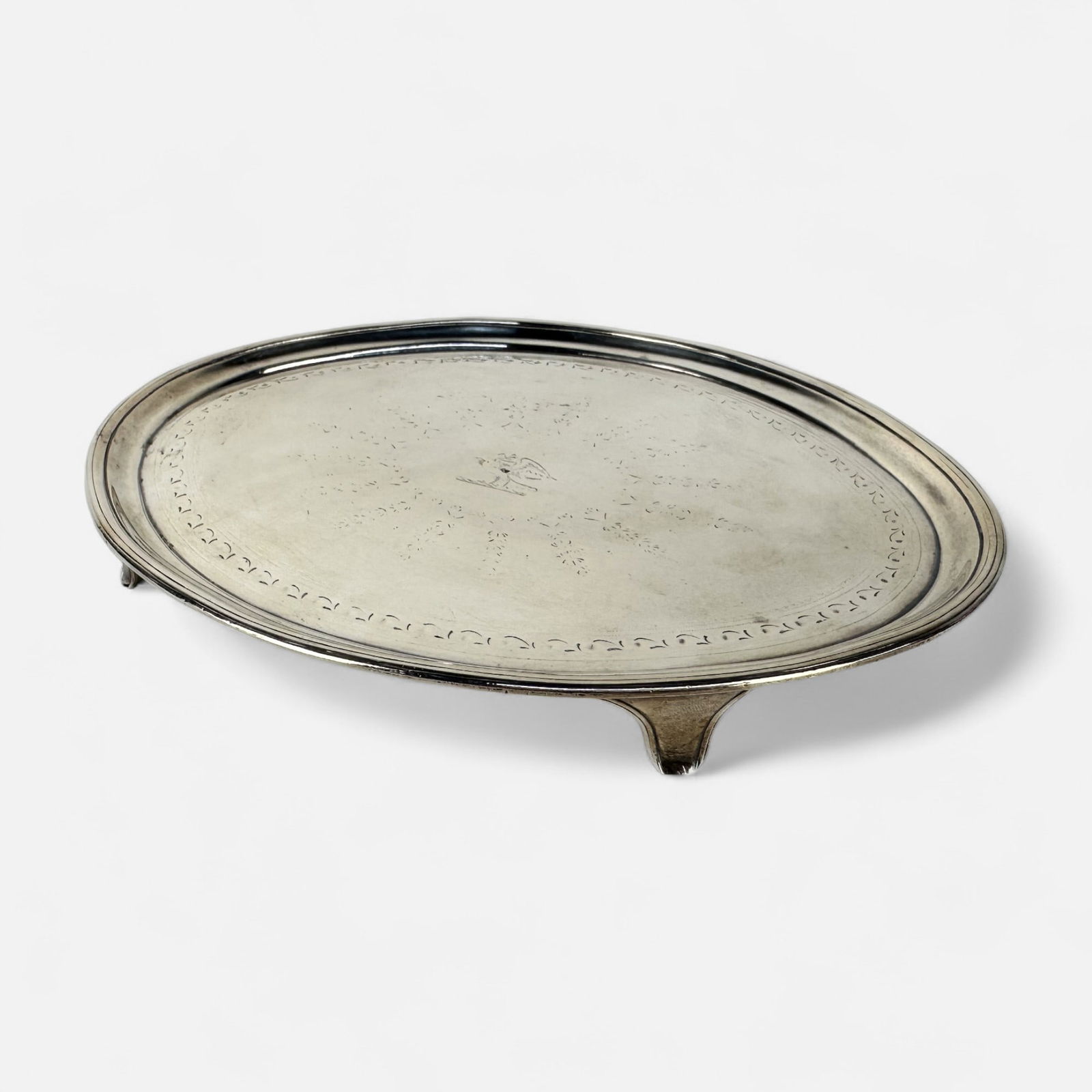 Henry Chawner Antique English Sterling Silver Footed Salver Tray (1 of 6)