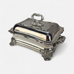 English Antique Sheffield Silver Plate Regency Entree Dish w/Cover