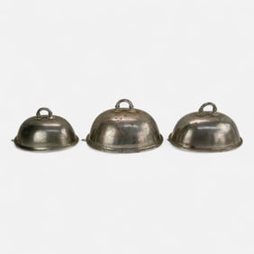 Set of Three Antique Silverplate Meat Dome Lids