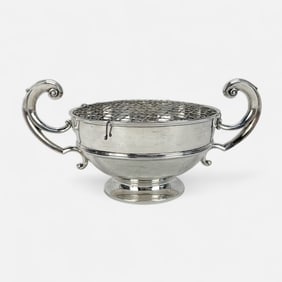 Daniel & John Wellby English Antique Sterling Silver Rose Bowl w/Grid Insert