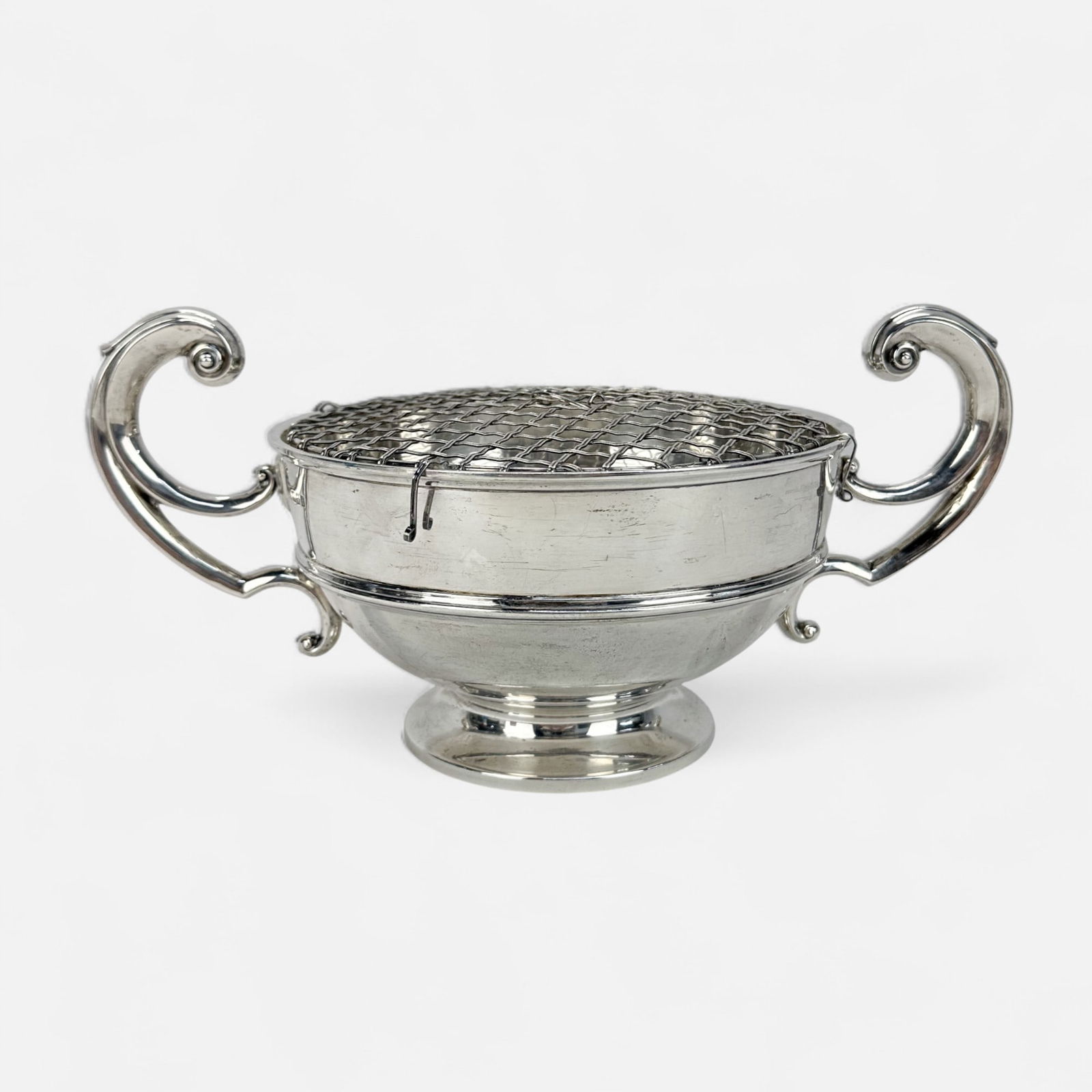 Daniel & John Wellby English Antique Sterling Silver Rose Bowl w/Grid Insert (1 of 11)