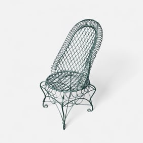 Antique 19thC Victorian Garden Chair Ornamental Wire Seating