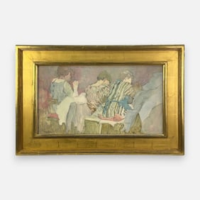 David Levine "Work Attitudes" 1989 Watercolor on Paper Framed Painting