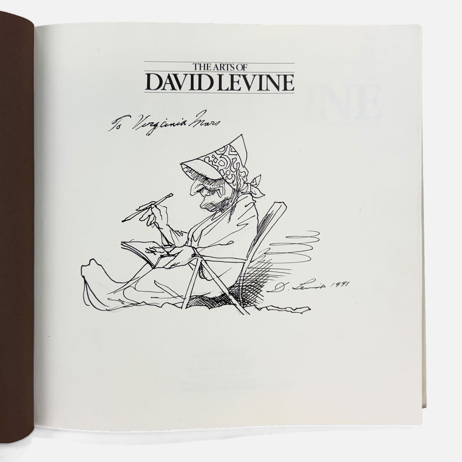 David Levine Original 1991 Pen Ink Caricature Drawing in "The Arts of David Levine" Hard Cover Book (1 of 8)
